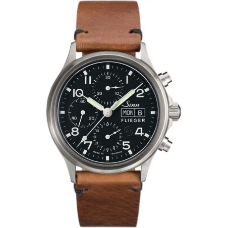 Montre Sinn Traditional Chronograph 358 Sa Pilot Leather Strap 