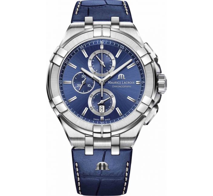 Aikon Quartz Chronographe 44mm Bleu/Cuir - Maurice Lacroix 