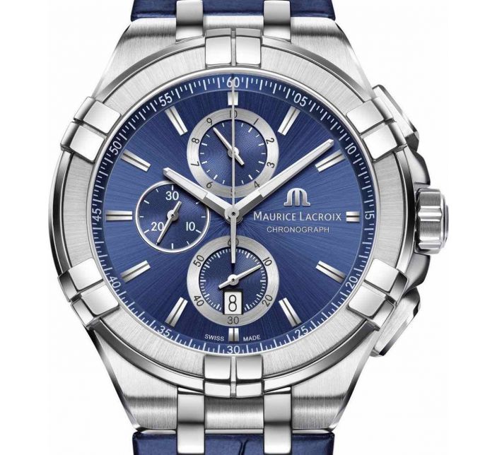 Aikon Quartz Chronographe 44mm Bleu/Cuir - Maurice Lacroix 