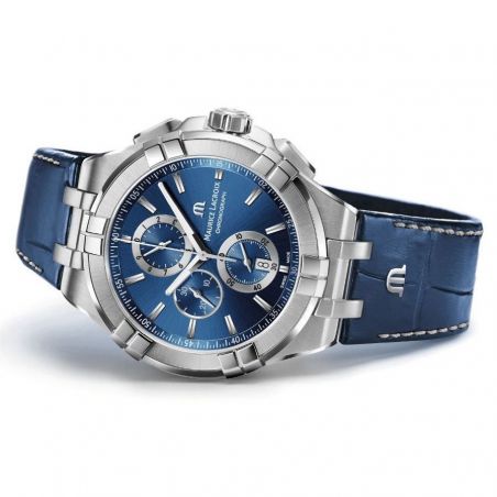 Aikon Quartz Chronographe 44mm Bleu/Cuir - Maurice Lacroix 
