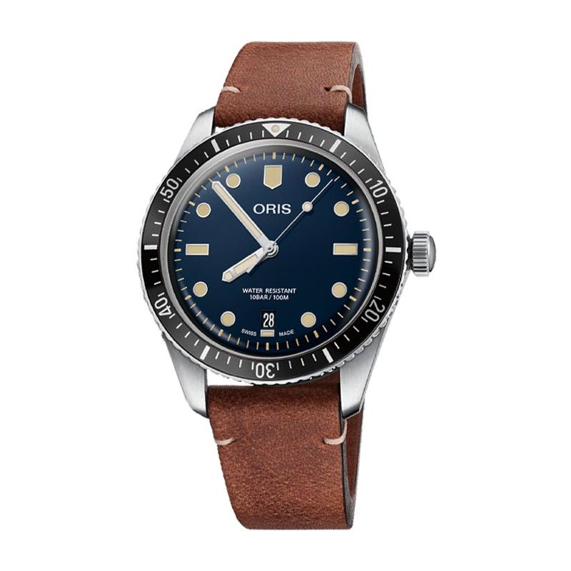 Montre Oris Divers Sixty-Five 40mm Blue Light Brown Leather 