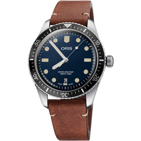 Divers Sixty-Five 40mm Blue/Light Brown Leather - Oris 