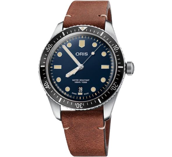 Divers Sixty-Five 40mm Blue/Light Brown Leather - Oris 