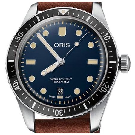 Divers Sixty-Five 40mm Blue/Light Brown Leather - Oris 