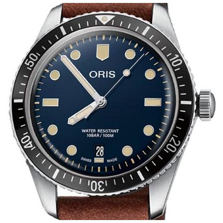 Montre Oris Divers Sixty-Five 40mm Blue Light Brown Leather 