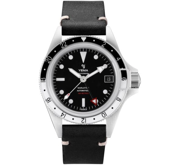 Montre Yema Superman 500 GMT Noir/Blanc Leather