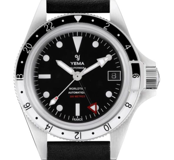 Montre Yema Superman 500 GMT Noir/Blanc Leather