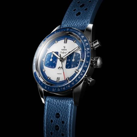 Montre Yema Rallygraf Meca-Quartz Bleu Cuir