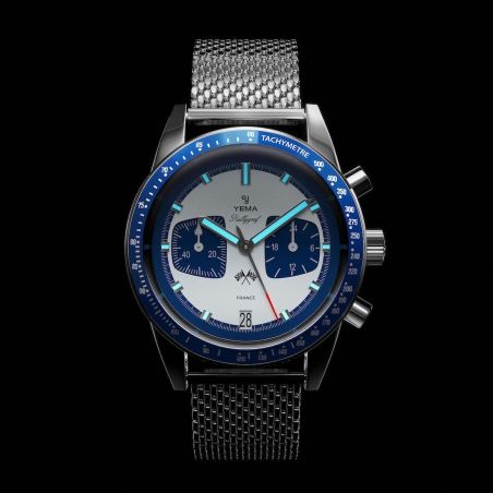 Montre Yema Rallygraf Meca-Quartz Bleu Cuir