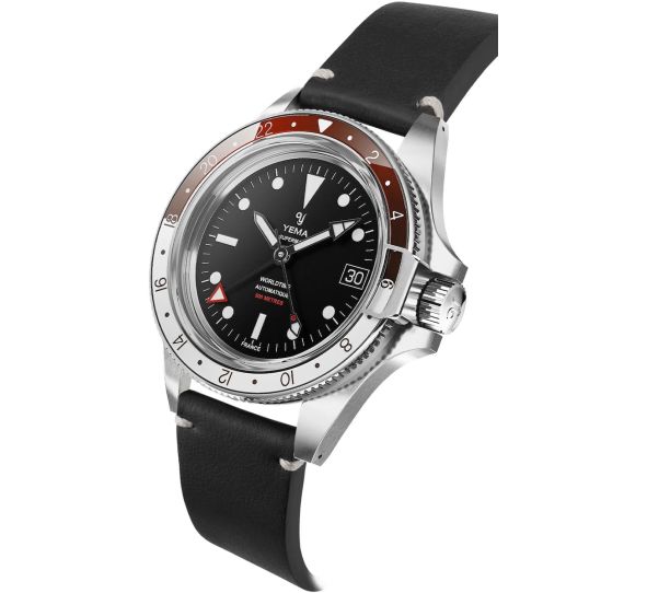 Montre Yema Superman 500 GMT Rouge/Blanc Leather 39/41mm