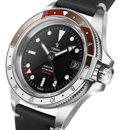 Montre Yema Superman 500 GMT Rouge/Blanc Leather 39/41mm