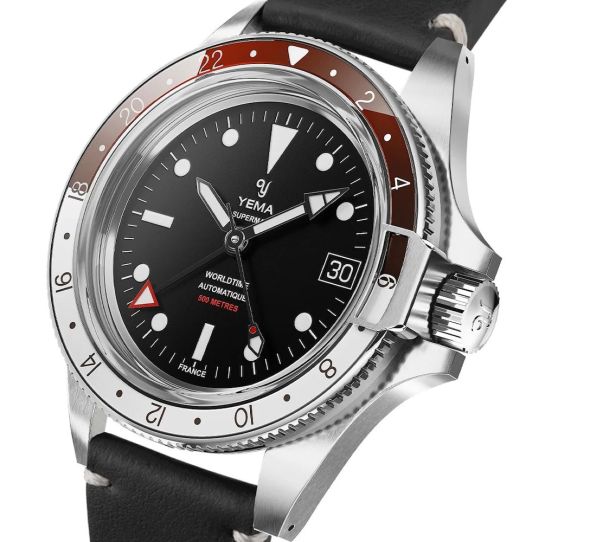 Montre Yema Superman 500 GMT Rouge/Blanc Leather 39/41mm