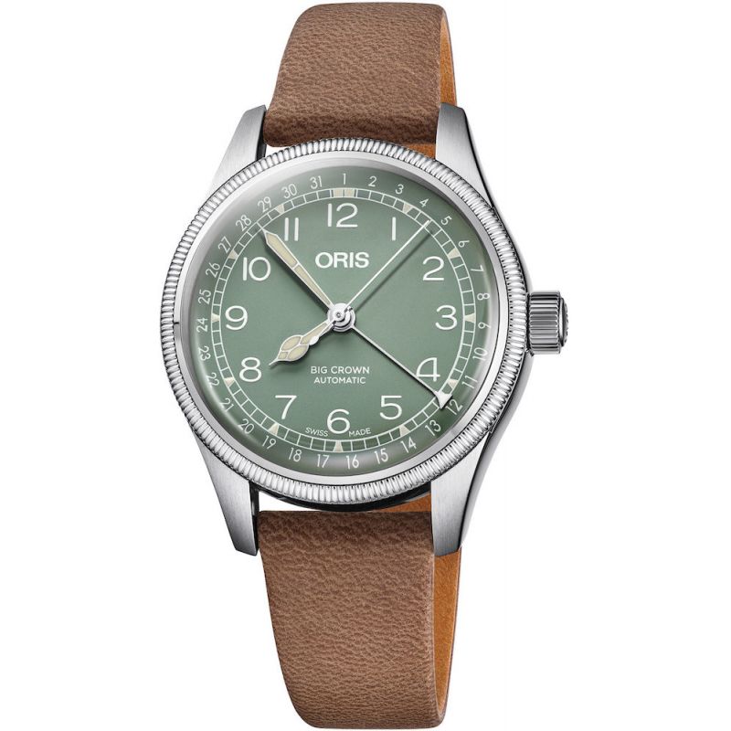 Big Crown Pointer Date 36mm Green/Light Brown Leather - Oris 