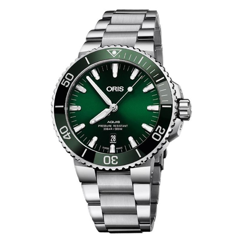 Aquis Date 43,5mm Green Sunray/Steel - Oris 