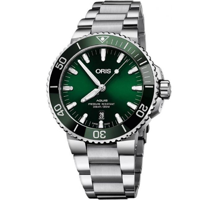 Aquis Date 43,5mm Green Sunray/Steel - Oris 