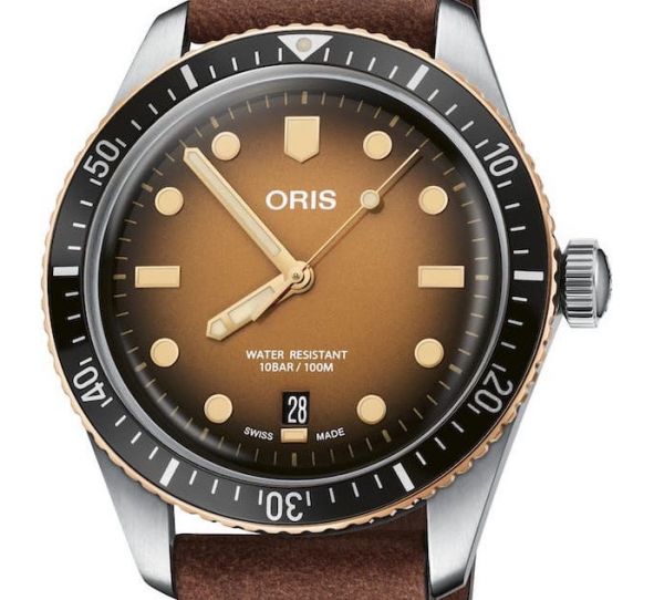 Montre Oris Divers Sixty-Five 40mm Bronze Bezel Brown Light Brown Leather