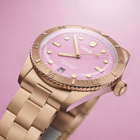Divers Sixty-Five 38mm Cotton Candy Pink/Bronze - Oris 