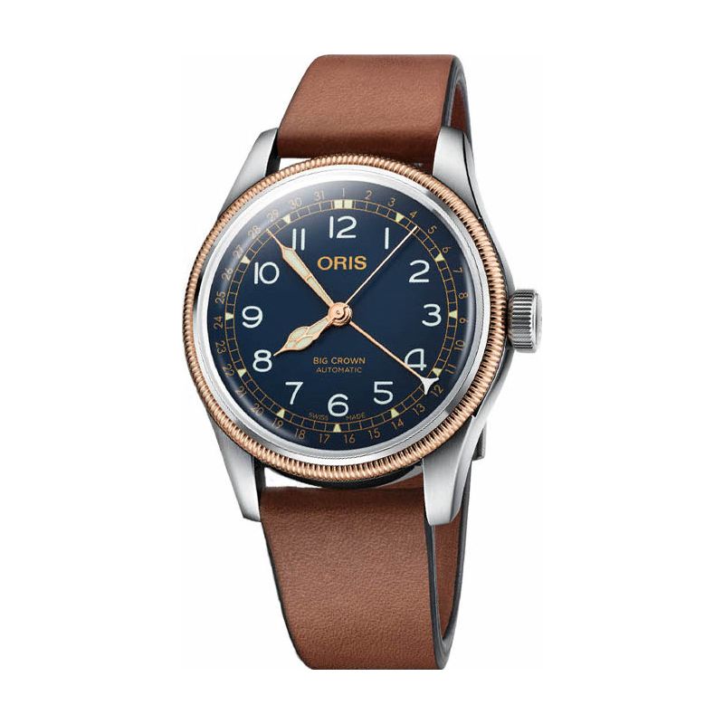 Big Crown Pointer Date 40mm Dark Blue/Brown Leather - Oris 