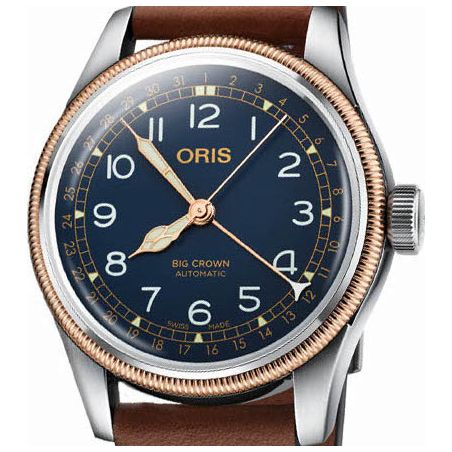 Big Crown Pointer Date 40mm Dark Blue/Brown Leather - Oris 