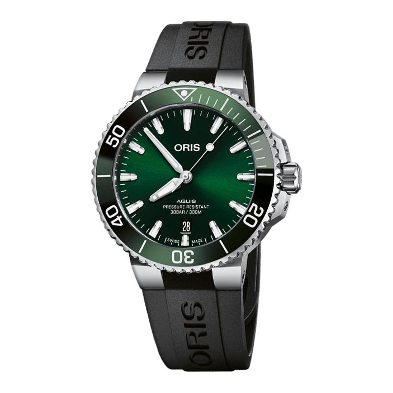 Aquis Date 41,5mm Green/Rubber - Oris 