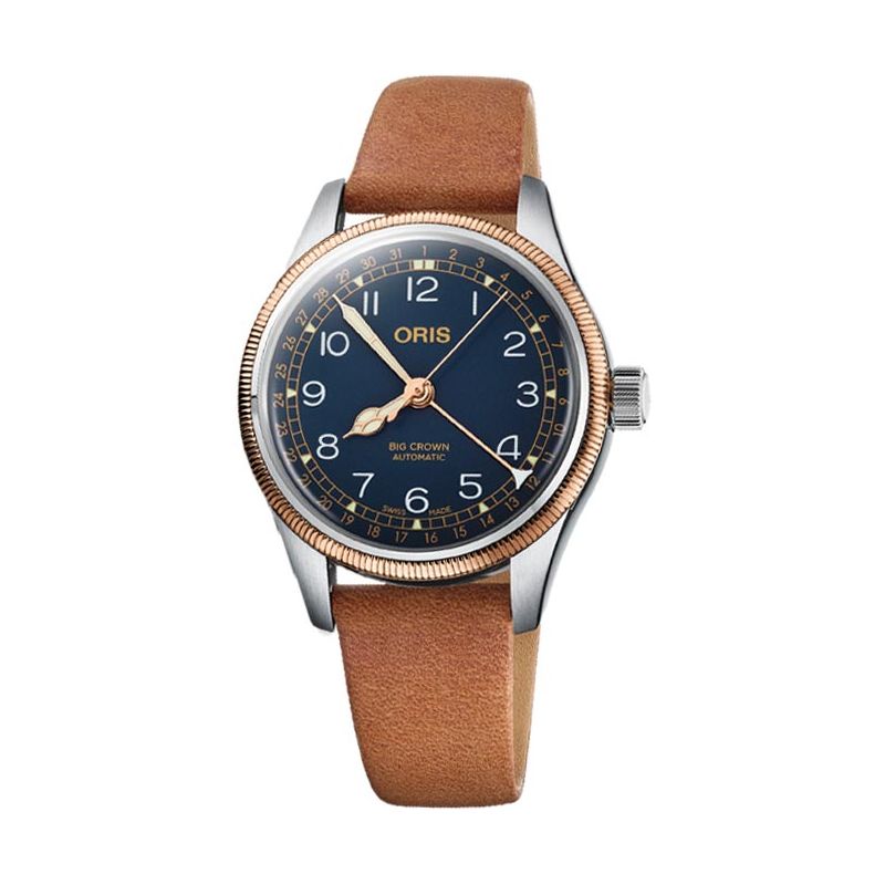 Big Crown Pointer Date 36mm Dark Blue/Light Brown Leather - Oris