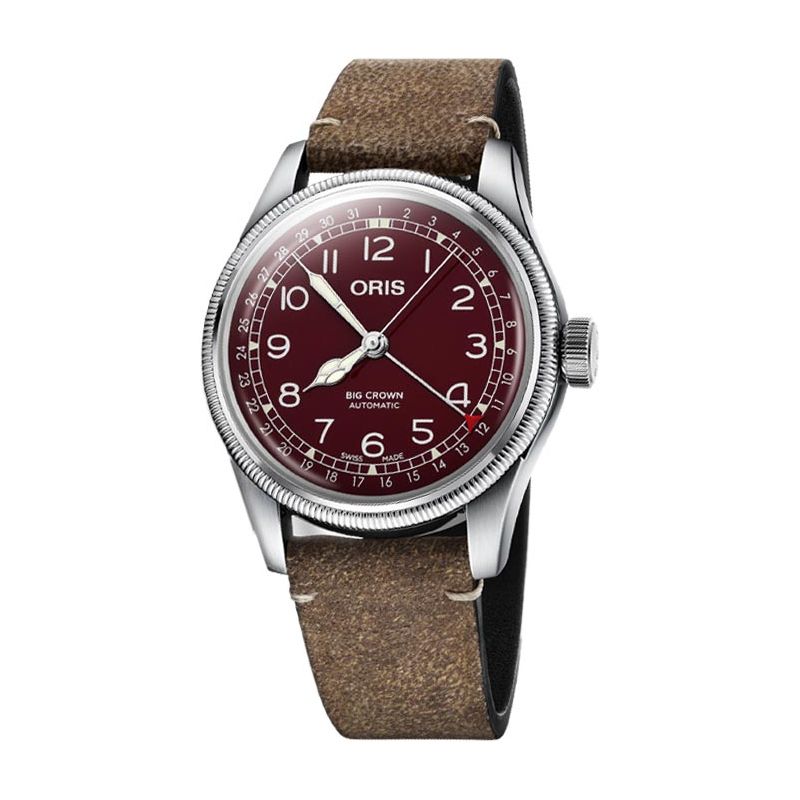 Big Crown Pointer Date 40mm Red/Brown Leather - Oris