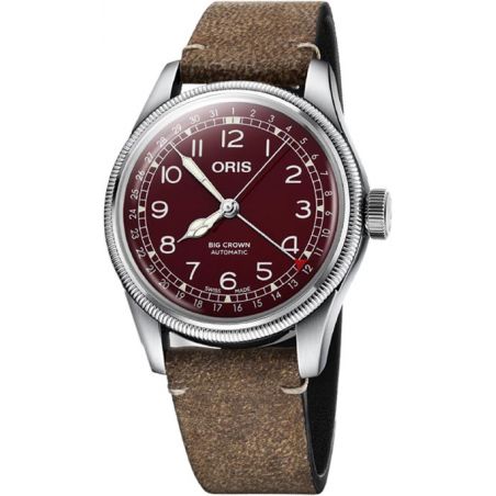 Big Crown Pointer Date 40mm Red/Brown Leather - Oris