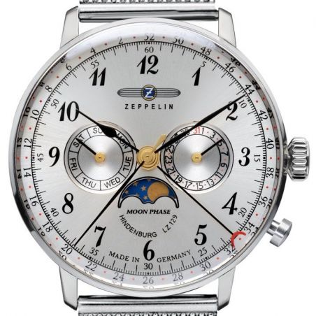 LZ 129 Hindenburg Moonphase Argent/Milanaise - Zeppelin 