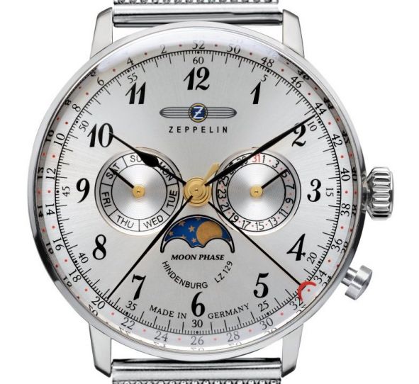 LZ 129 Hindenburg Moonphase Argent/Milanaise - Zeppelin 