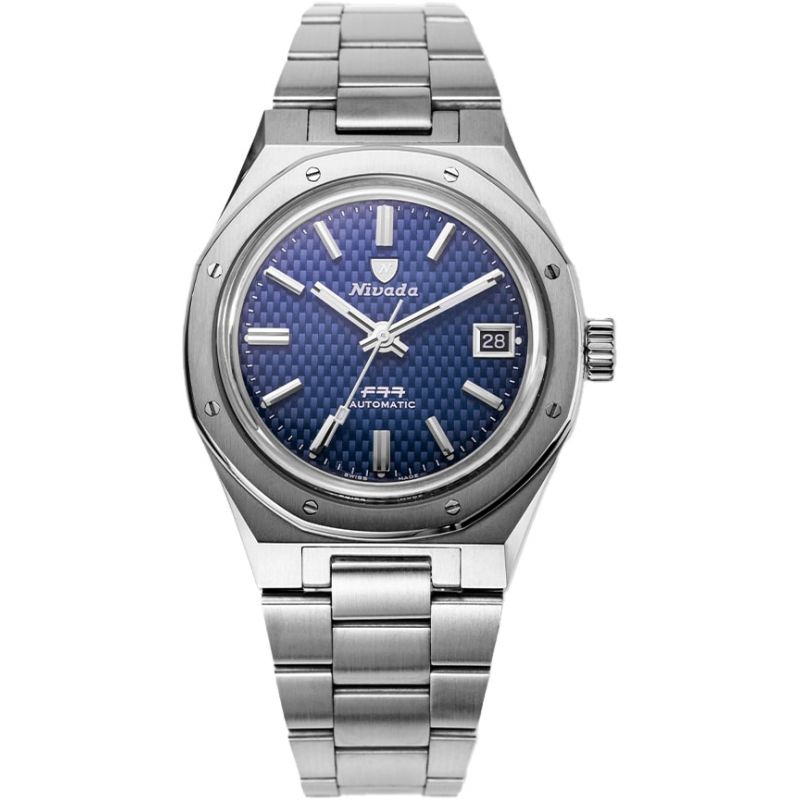 Montre Nivada Grenchen F77 Blue Date 69001A77