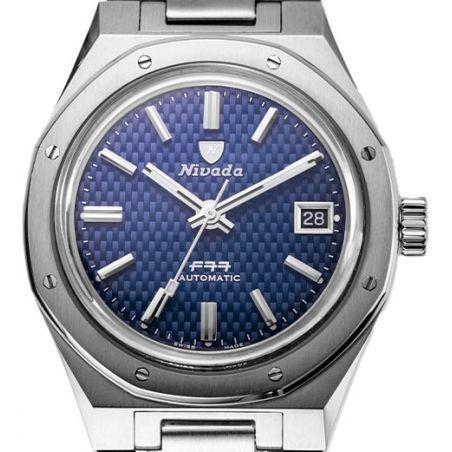 Montre Nivada Grenchen F77 Blue Date 69001A77