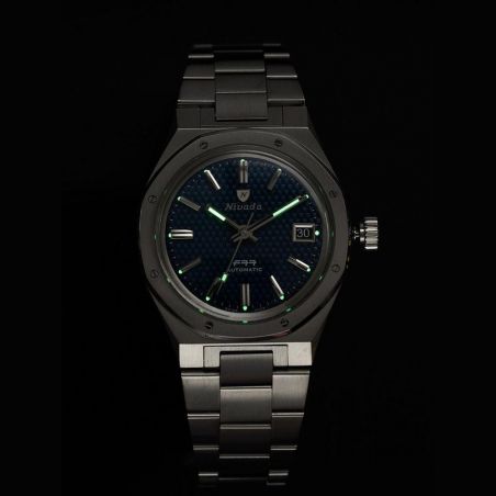Montre Nivada Grenchen F77 Blue Date 69001A77
