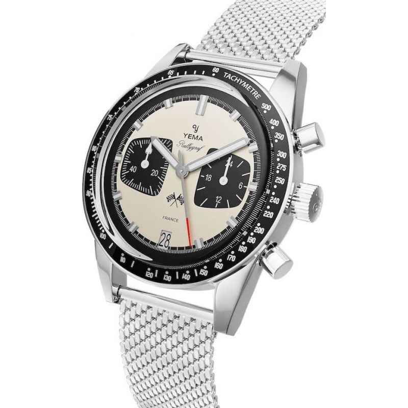 Montre Yema Rallygraf Meca-Quartz Panda Maille Milanaise