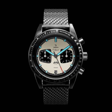 Montre Yema Rallygraf Meca-Quartz Panda Maille Milanaise