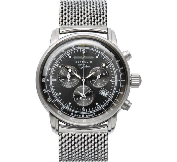 Montre Zeppelin 100 Years Zeppelin Chrono Noir/Milanaise