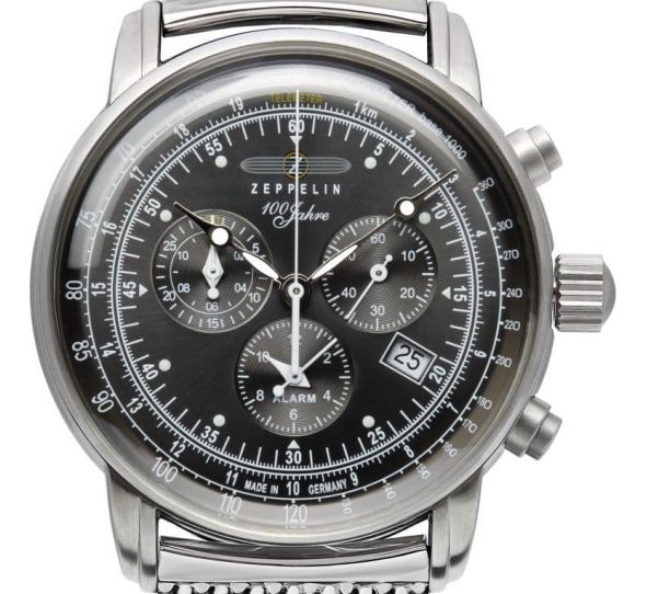 Montre Zeppelin 100 Years Zeppelin Chrono Noir/Milanaise