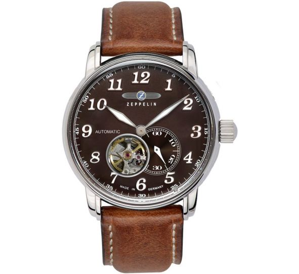 ** Montre Zeppelin LZ 127 Graf Zeppelin Automatique Coeur Ouvert Brun/Marron