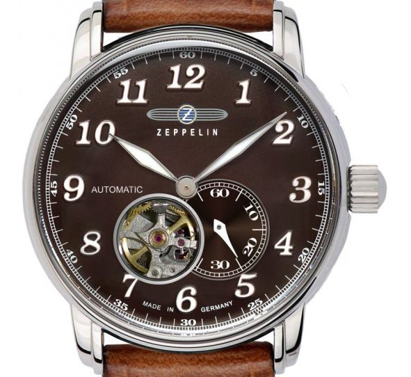 ** Montre Zeppelin LZ 127 Graf Zeppelin Automatique Coeur Ouvert Brun/Marron