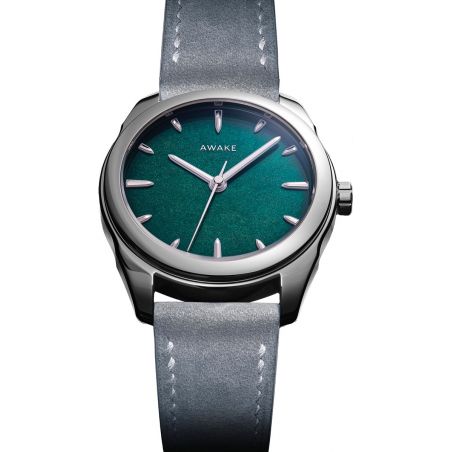 Montre Awake Sơn Mài Silver Leaf « Emerald »