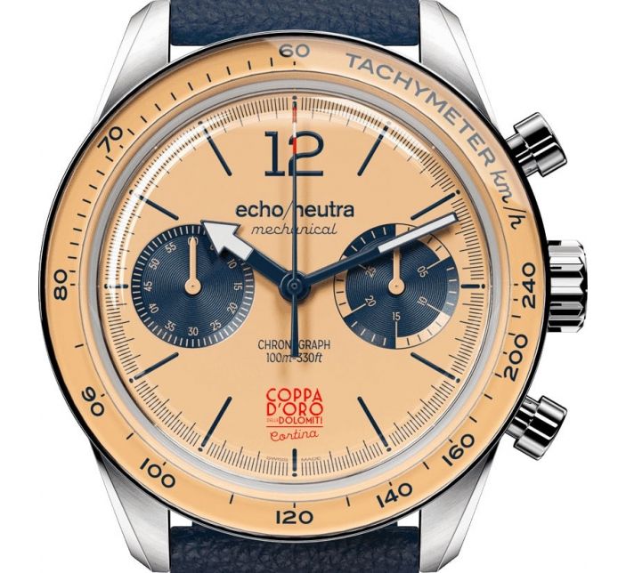 Montre Echo/Neutra Cortina 1956 Chronograph Light Peach Coppa d'Oro delle Dolomi