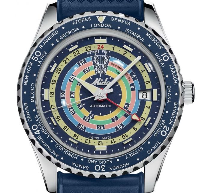 Montre Mido Ocean Star Decompression Worldtimer Blue