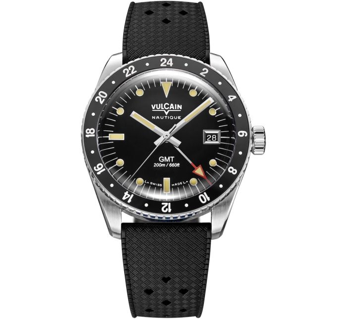 Montre Vulcain Skindiver Nautique GMT Black Luminova Beige