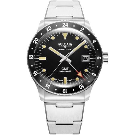 Montre Vulcain Skindiver Nautique GMT Black Luminova Beige