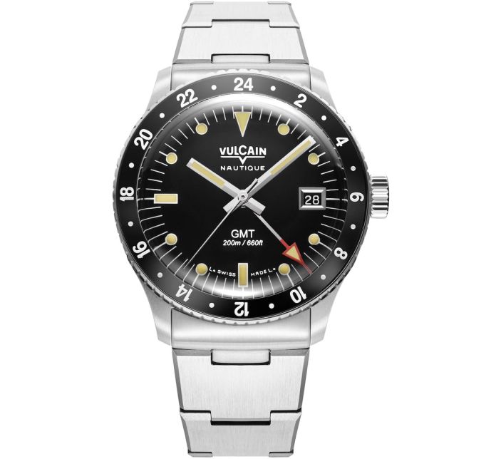 Montre Vulcain Skindiver Nautique GMT Black Luminova Beige
