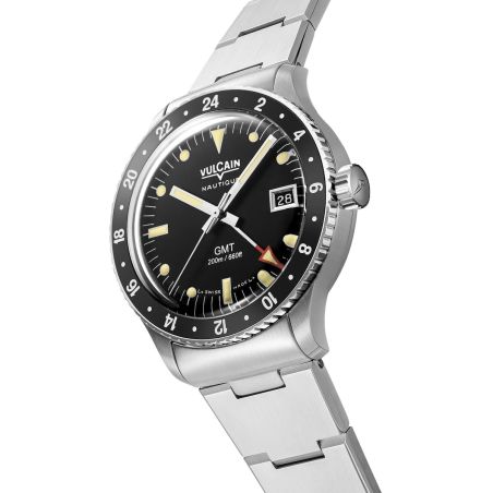 Montre Vulcain Skindiver Nautique GMT Black Luminova Beige