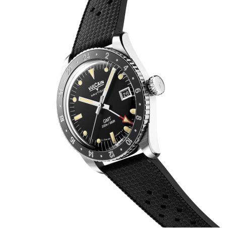 Montre Vulcain Skindiver Nautique GMT Black Luminova Beige