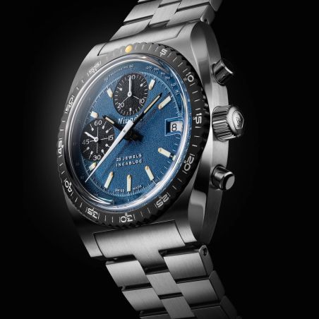 Montre Nivada Grenchen Chronograph Blue 77003A