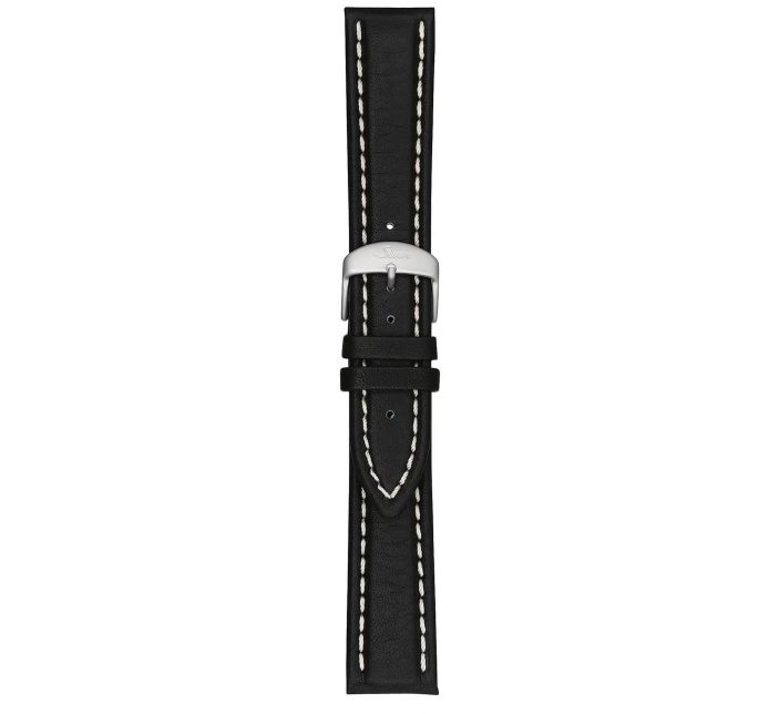 Bracelet Sinn Cuir vachette noir surpiqûres blanches