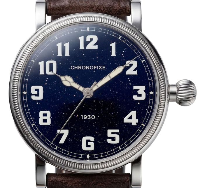 Montre Chronofixe 1930 Blue Aventurine | Dark Brown Leather 