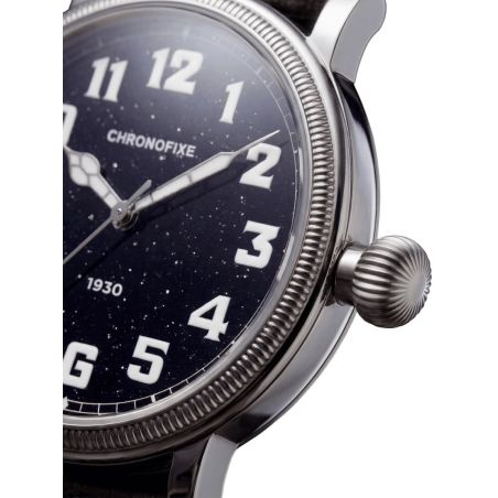 Montre Chronofixe 1930 Blue Aventurine | Dark Brown Leather 